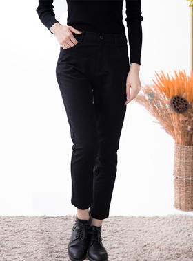 富木冬季新款修身显瘦纯色百搭女式毛圈九分休闲裤SH-17219