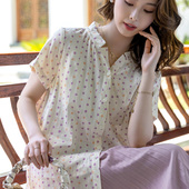 女士衬衣短袖 富木双层纱纯棉衬衫 夏季 上衣设计感小众WZ2E321R3