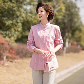 纯棉ZH 富木新款 439 女文艺范长袖 绣花阔太太风妈妈装 宽松春季 衬衫