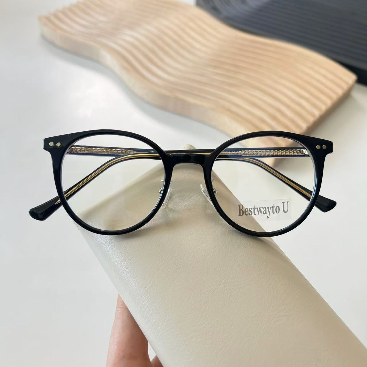 海的潮凹陷脸克星猫眼眼镜