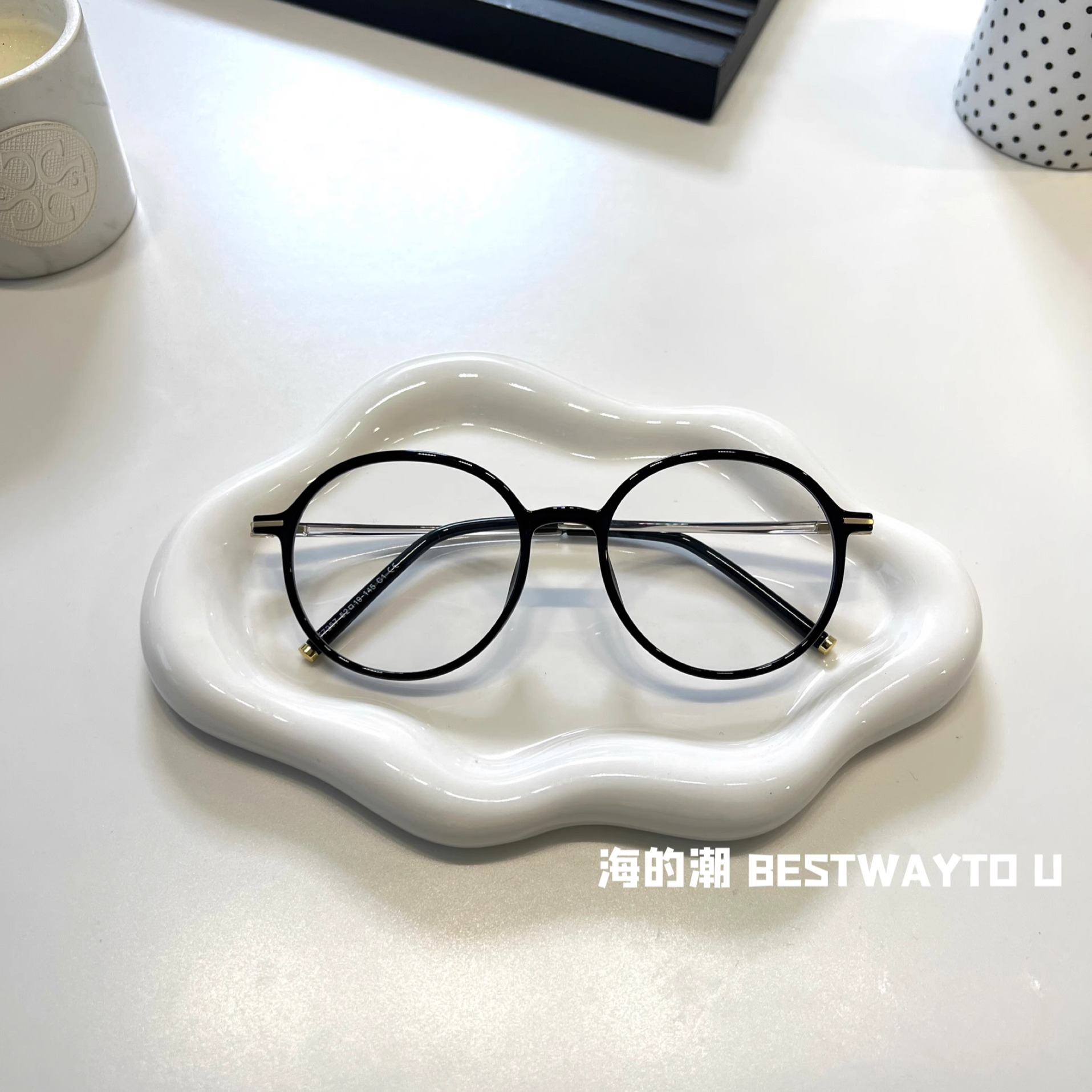 大圆框近视眼镜韩系复古