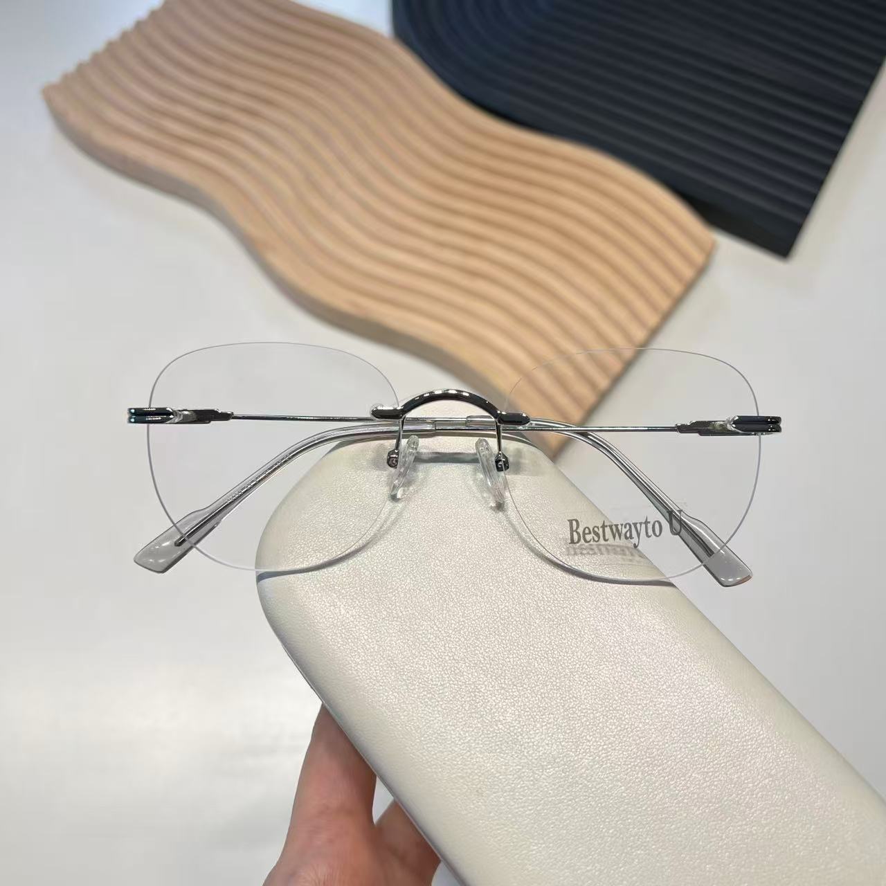 海的潮不规则方形无框眼镜