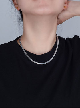 钛钢刀片宽蛇骨链男士简约锁骨链