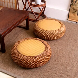 悠韵淡雅日式榻榻米蒲团坐垫家用地板打坐垫禅修垫藤编坐墩拜佛垫