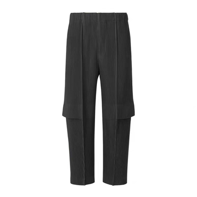 三宅一生直筒褶皱宽松九分裤子