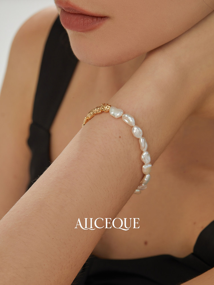 天然淡水野生无核大keshi凯西珍珠手链金珠手饰