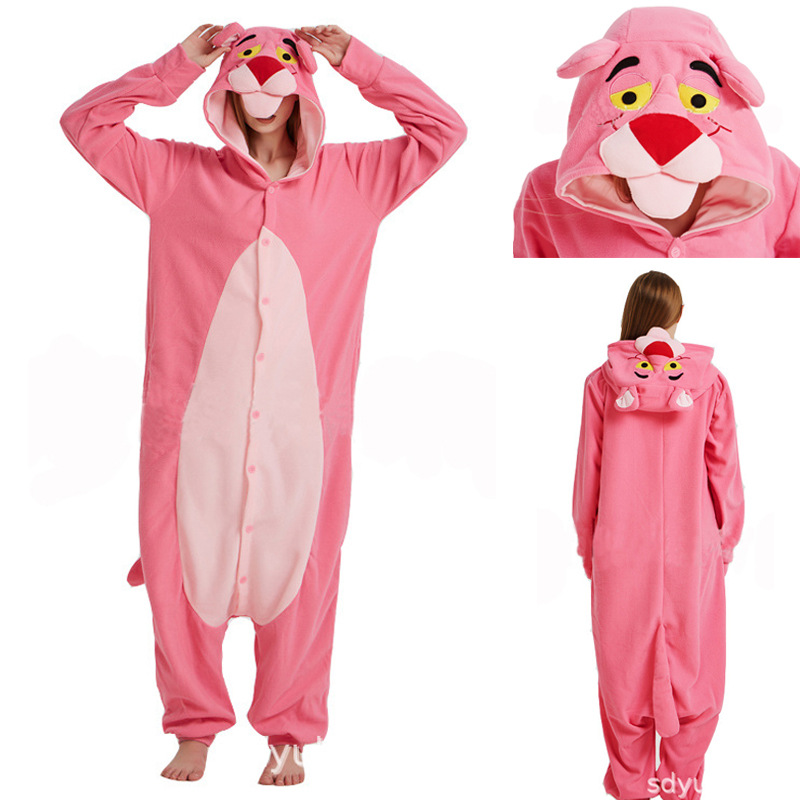 kigurumi粉红豹顽皮豹Pink Panther卡通动物连体睡衣冬情侣家居服