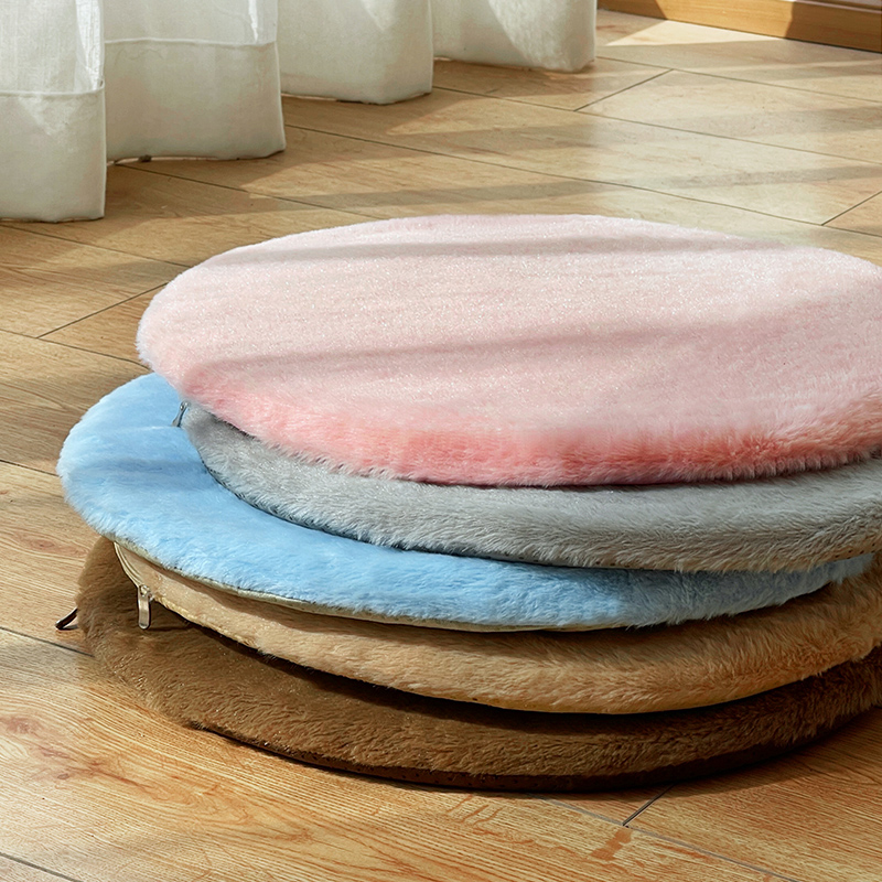 冬季雪兔毛保暖圆形坐垫