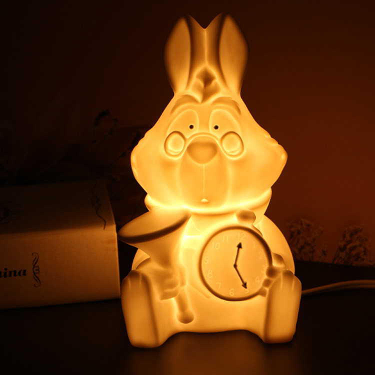 现货afternoon tea爱丽丝卡通可爱白兔先生时间兔led陶瓷小夜灯