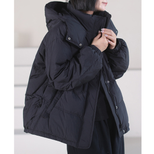 冬装 连帽立领白鸭绒短款 2023新款 宽松大码 羽绒服外套 女韩版 11.10