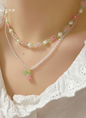 清晨玫瑰温柔又清新少女项链