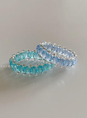 清新透明感琉璃珠海洋风戒指