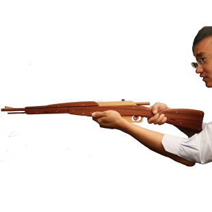 RPQ 木制儿童玩具打软弹木头 CRAFT实木连发皮筋枪木质莫辛纳甘