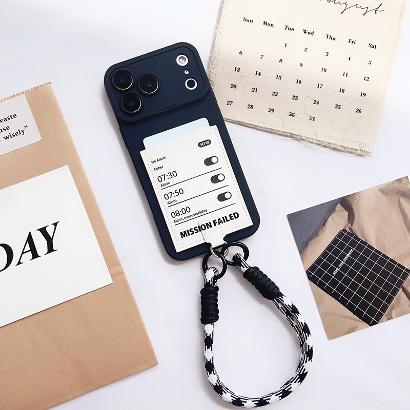 简约闹钟 个性插卡手机壳带卡包苹果17promax装卡套iphone17promax交通卡槽17pro身份证16pro挂绳17/15/14/13