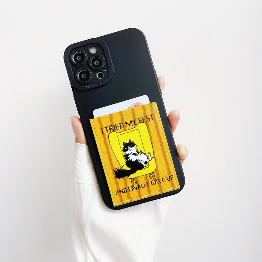 休息猫咪卡包手机壳独立皮套适用苹果16promax插卡15promax带卡套iPhone16pro防摔15/14pro卡槽放卡13/12/X软
