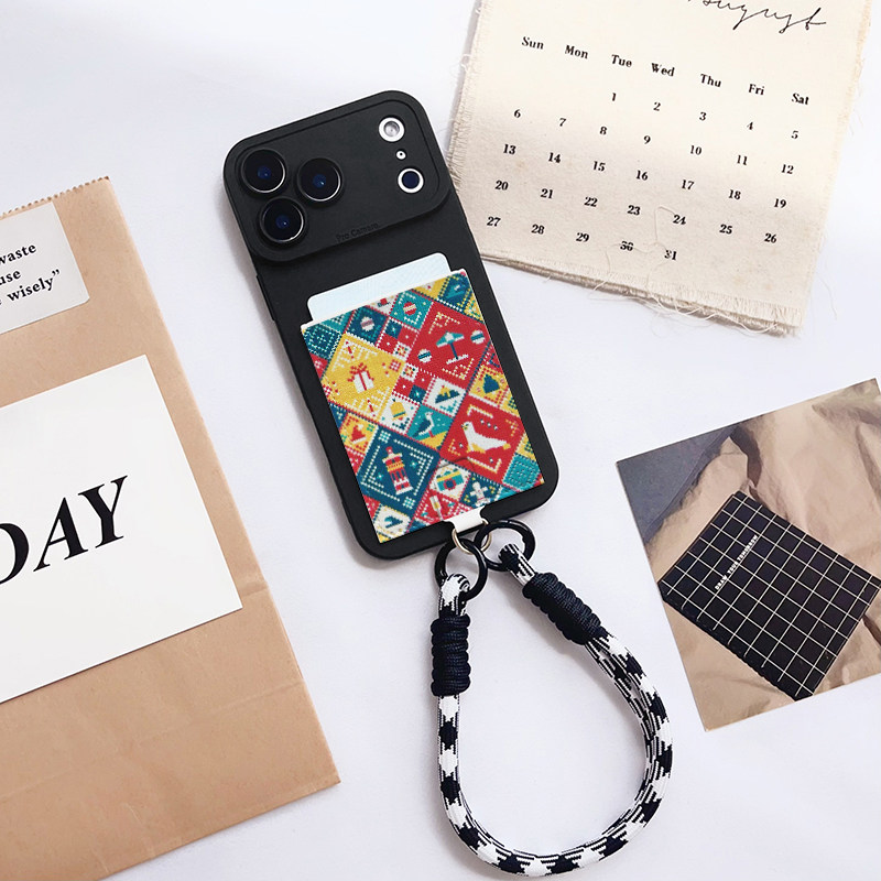 复古羊毛格子 插卡手机壳带卡包苹果17promax装卡套iphone17promax交通卡槽17pro身份证16pro挂绳17/15/14/13