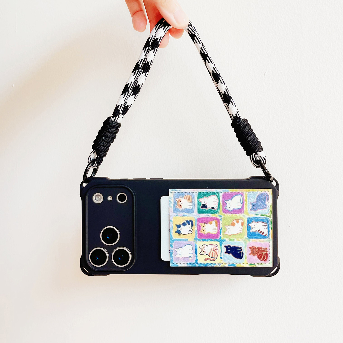 猫星方块可爱带卡包手机壳装卡苹果17promax独立软皮质卡套iPhone16promax交通卡贴15/14/13挂绳15promax旅游