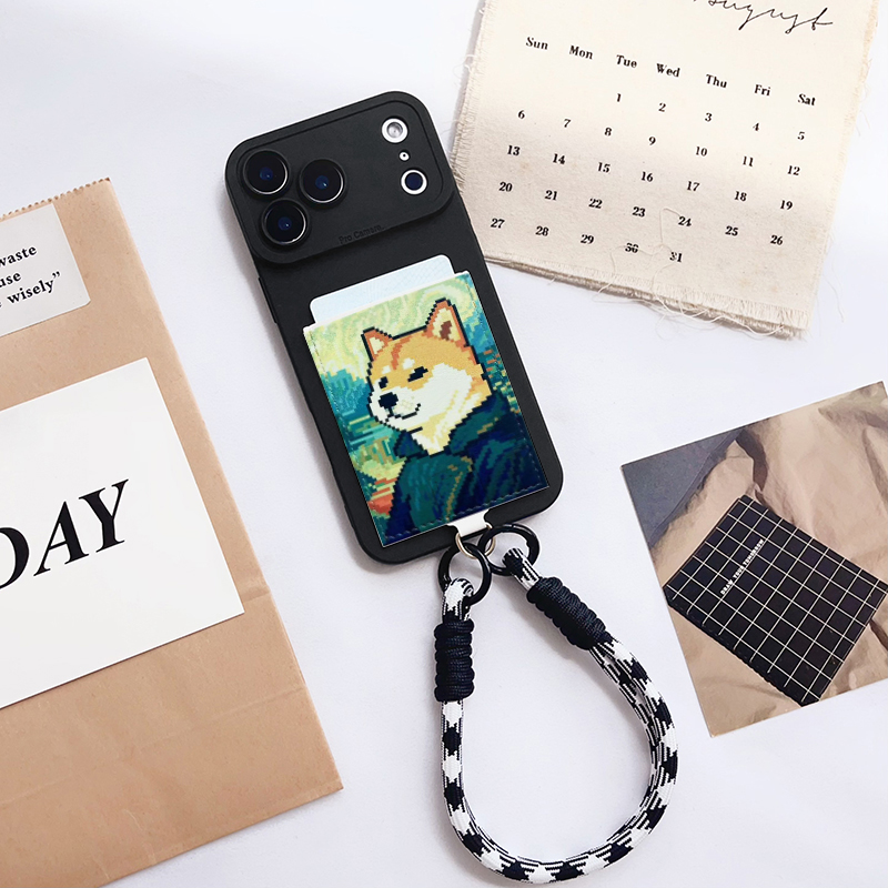 艺术柴犬先生 独立插卡手机壳带卡包iphone17pro装卡套16pro苹果17promax身份证16promax皮质15/14/13/17挂绳