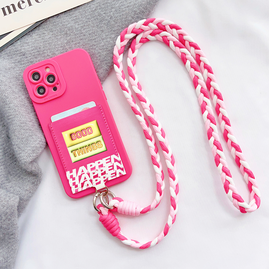 多巴胺粉手机壳带卡包独立隔层插卡斜挎iPhone16promax卡套16pro苹果15pro背贴卡槽卡贴14/13/12防摔挂绳保护