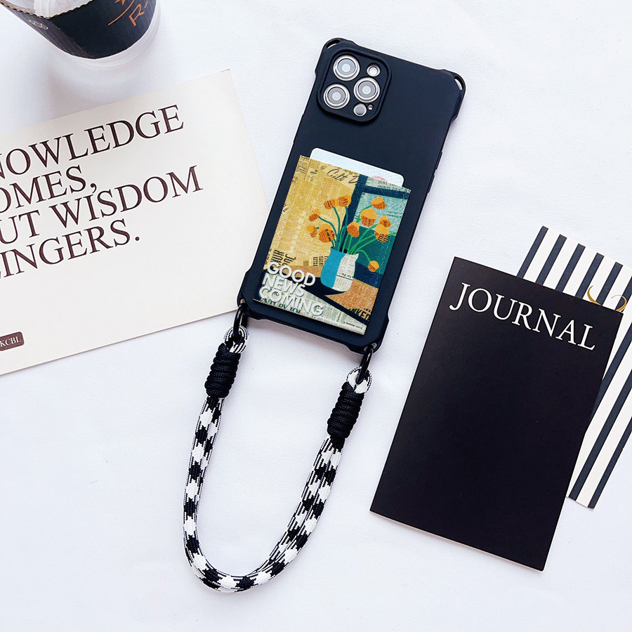 爬上窗台盛放 INS文艺卡包手机壳iPhone16promax精孔防摔16pro手机背贴卡套15pro苹果14挂绳插卡13/12/11软壳