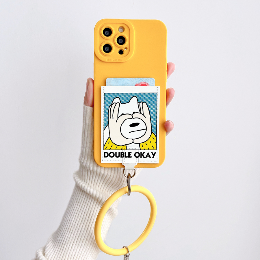 B016狗头OK手环卡套手机壳适用iPhone16promax苹果17promax门禁电梯卡包14/12/13精孔XR防摔13pro插卡17pro软