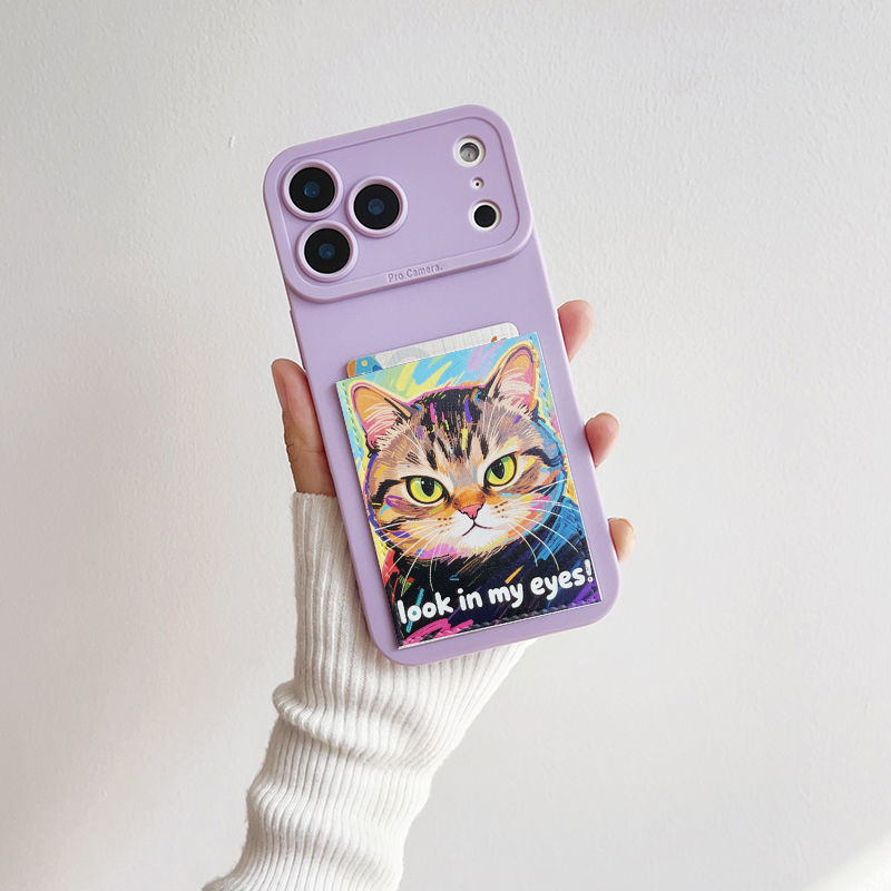 怼脸猫咪可爱薄款卡贴手机壳带卡包苹果17promax独立卡槽iPhone17promax装卡套16promax身份证交通卡15/14/13