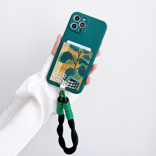 L003树叶ins独立卡包手机壳17promax适用苹果16promax卡套iPhone15promax防摔16手绳15门禁电梯17pro带卡14软