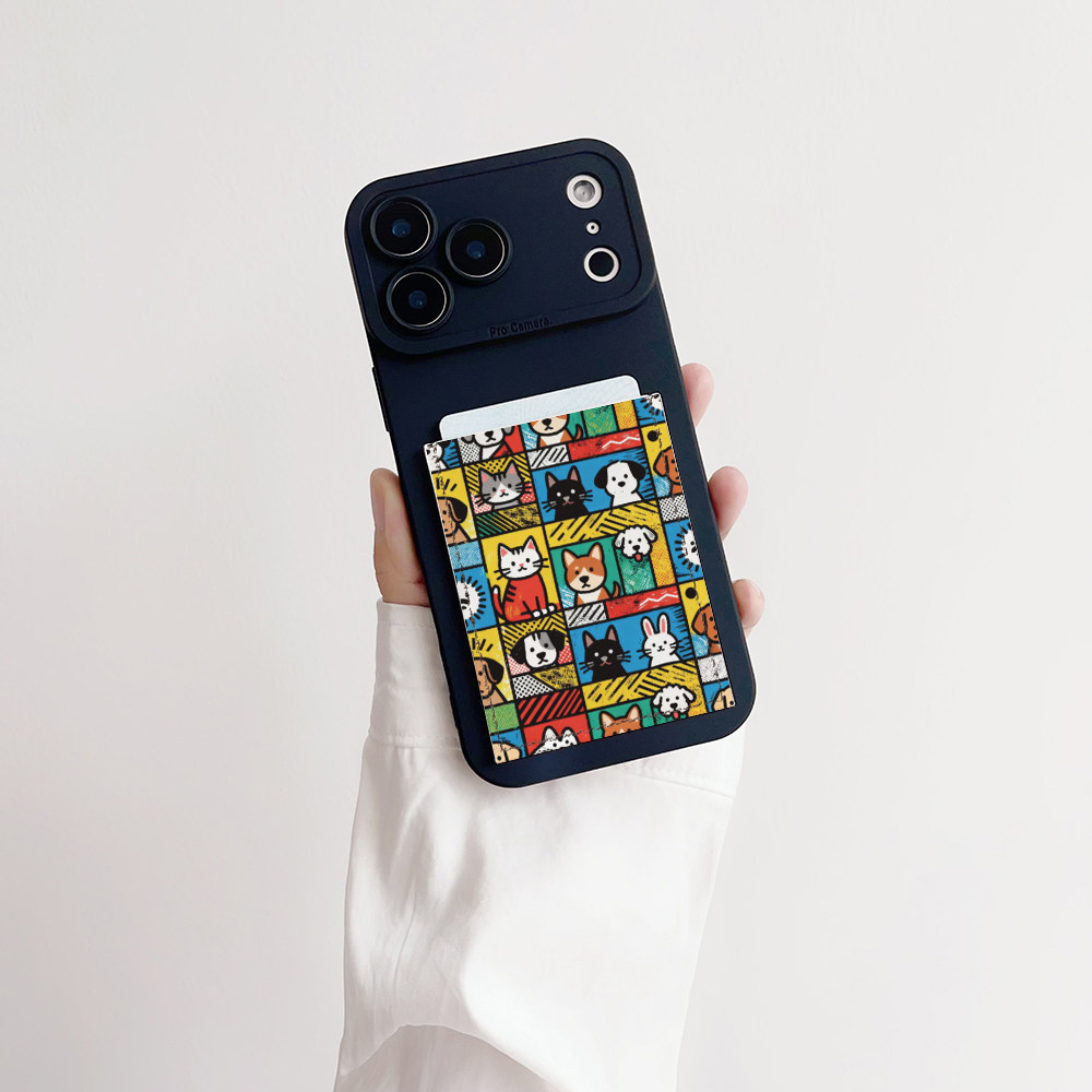 萌宠彩窗可爱装卡手机壳带卡包iphone17promax独立皮质插卡16promax交通卡套15/14/13精孔17pro便携15pro背贴