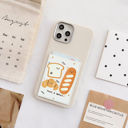 不撞款面包手机壳带卡包独立隔层