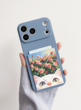 POPPACASE 可爱猫咪一体固定卡包手机壳iPhone17promax皮质装卡套苹果17pro带身份证16精孔旅游13/14/15 FFBM