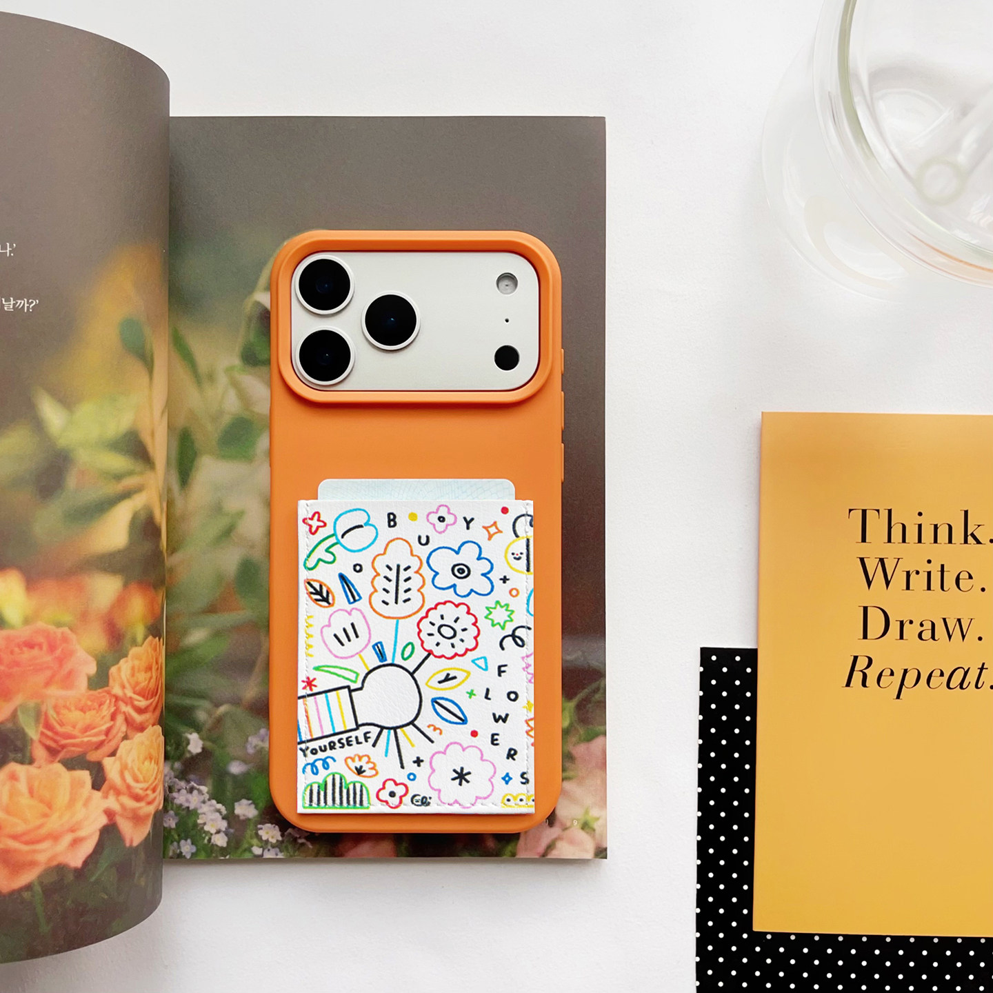 送你一朵小红花装卡手机壳带卡包iphone17promax独立皮质插卡16promax交通卡套15/14/13大孔17pro身份证15pro