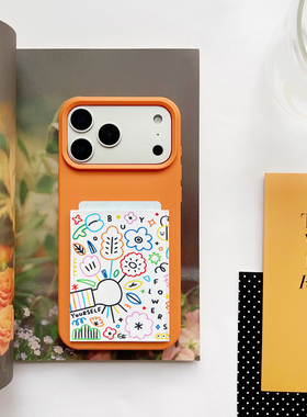 送你一朵小红花装卡手机壳带卡包iphone17promax独立皮质插卡16promax交通卡套15/14/13大孔17pro身份证15pro