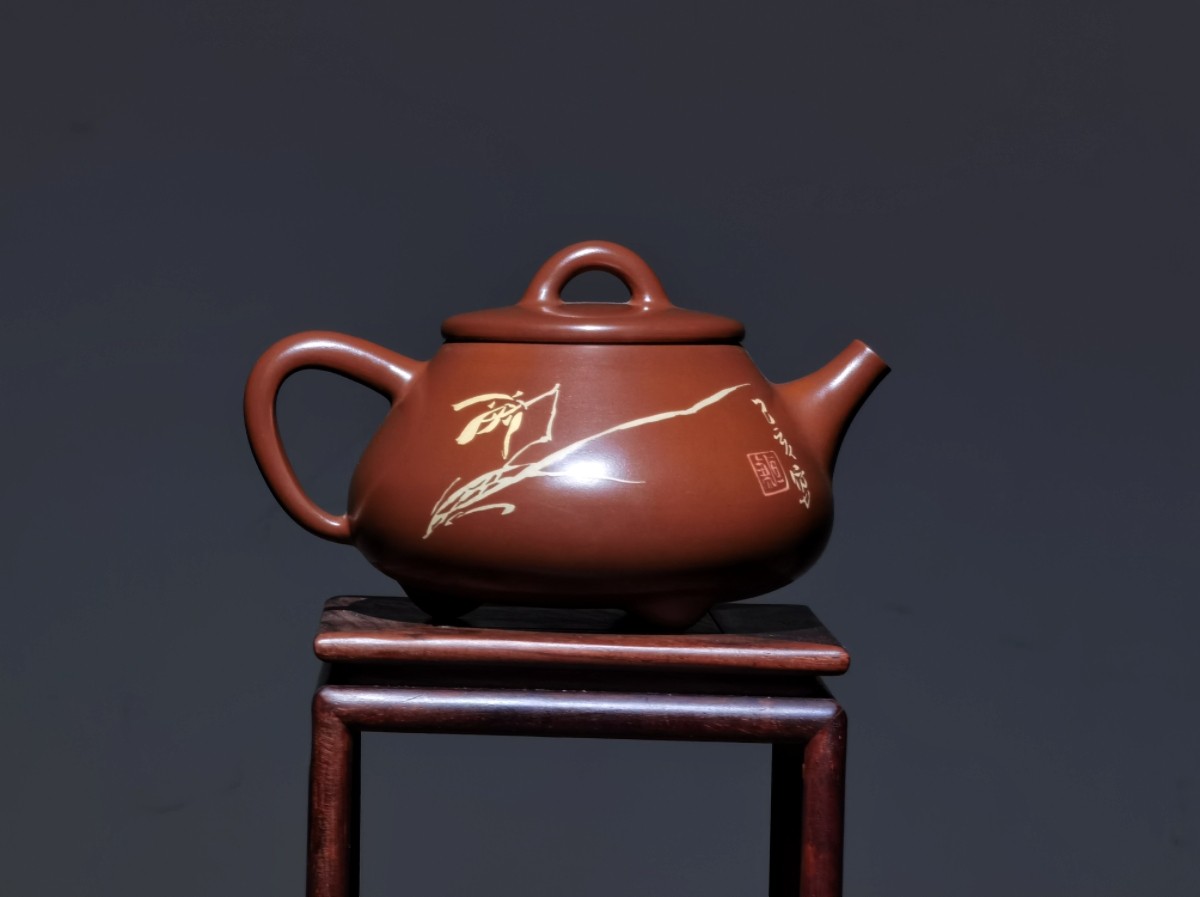 建水紫陶云南特产纯手工制作紫陶壶田静中石瓢220毫升泡茶壶