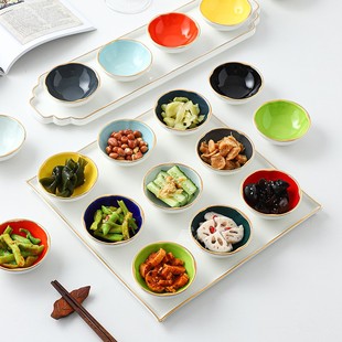 会所餐具陶瓷小碟子配菜碟拼盘九宫格托盘子小菜碟精致小蘸料碟子