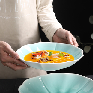 陶瓷宽口浅碗大汤碗商用餐饮水煮鱼酸菜鱼大盆碗沙拉碗轻奢高级感