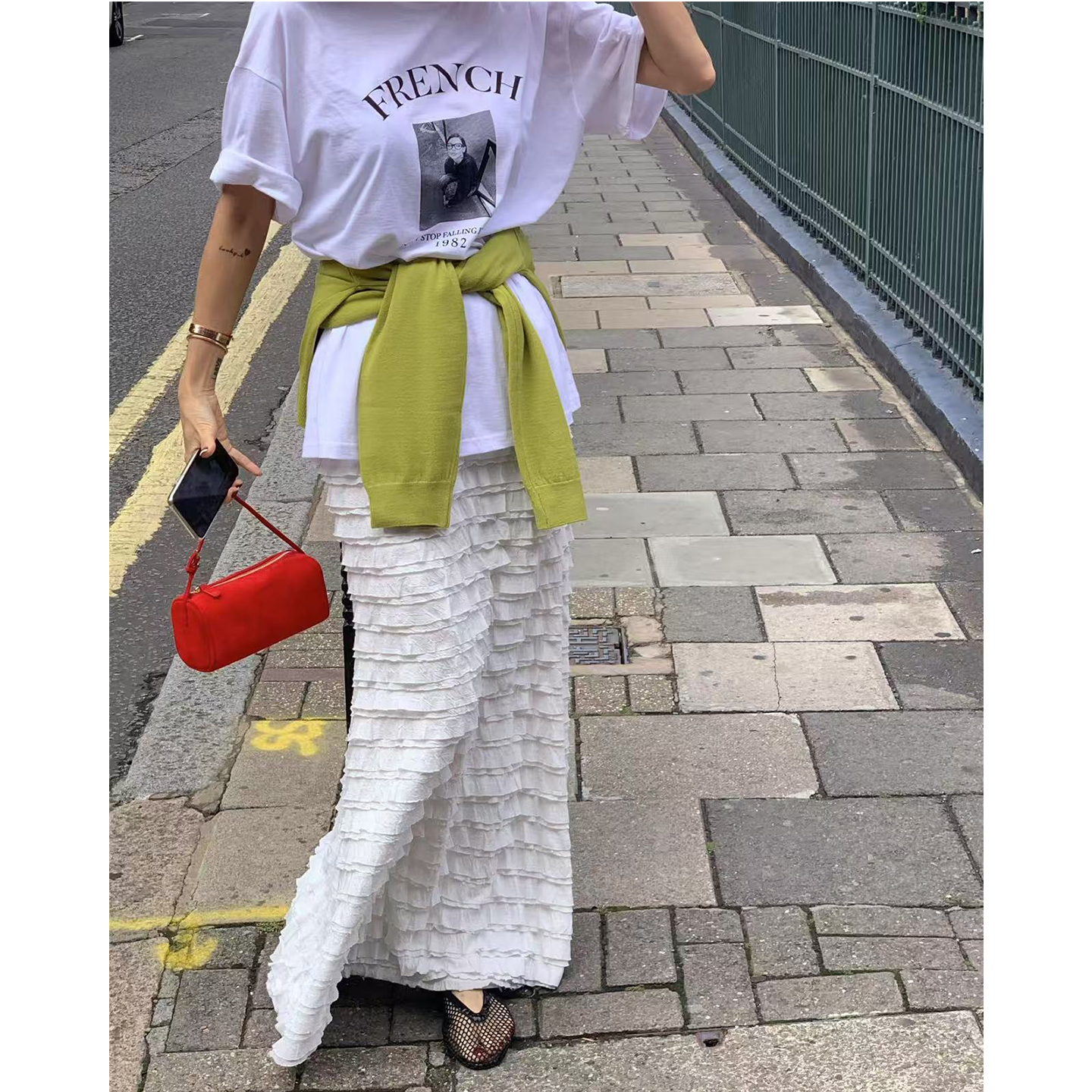 韩国东大门2025秋季新款木耳边拼接蛋糕半身裙纯色鱼尾长裙子女