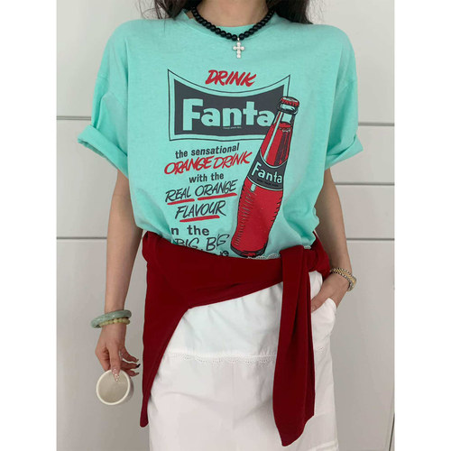 时尚印花休闲圆领短袖t恤女