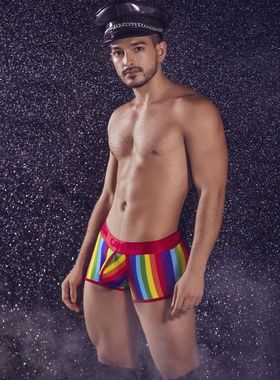 Candyman 新款 囊袋 彩虹条纹 运动 男士五分裤-99515