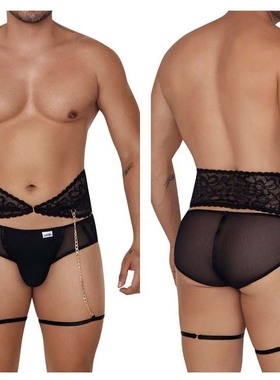 Candyman新款囊袋网面蕾丝纹束带性感男士三角裤-99703