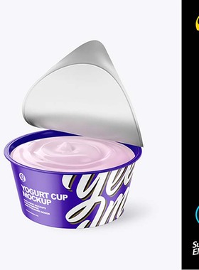 冰淇淋品牌酸奶杯ps样机果冻奶酪包装品牌Mockup智能图层素材代下