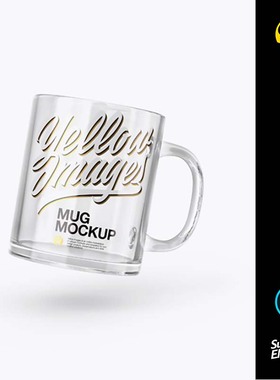 超市透明玻璃杯马克杯咖啡杯ps样机包装品牌展示设计素材模板代下