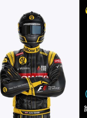 17556 赛车手赛车服卡丁车越野公路赛服装VI设计样机模板PSD文件