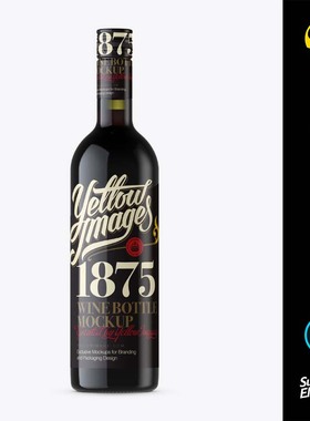 12199  香槟瓶红酒瓶酒瓶样机VI品牌设计PSD源文件yellowimages
