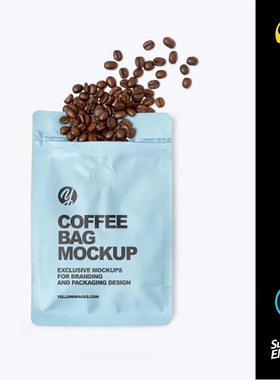 超市磨砂袋配咖啡豆ps样机包装奶茶饮料品牌设计广告展示素材代下