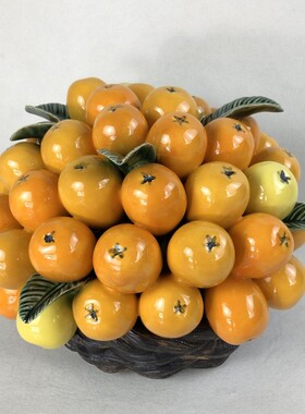 枇杷篮金银满屋仿真植物陶瓷摆件石湾公仔