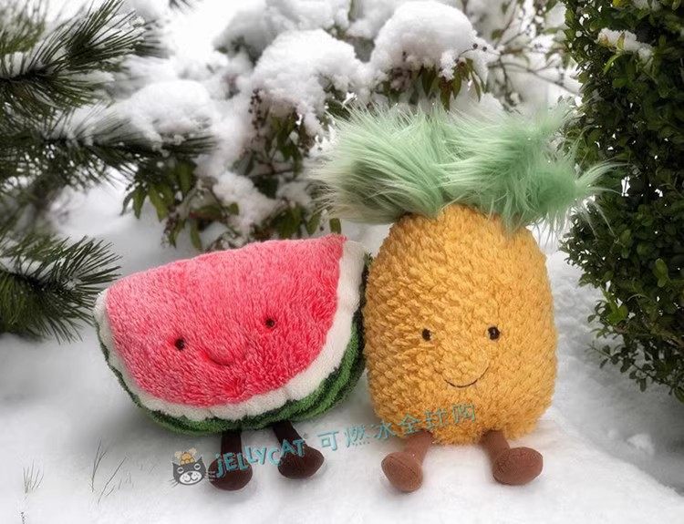 英国jellycat水果玩偶 牛油果菠萝西瓜柠檬水煮蛋蔬菜 西兰花桃子