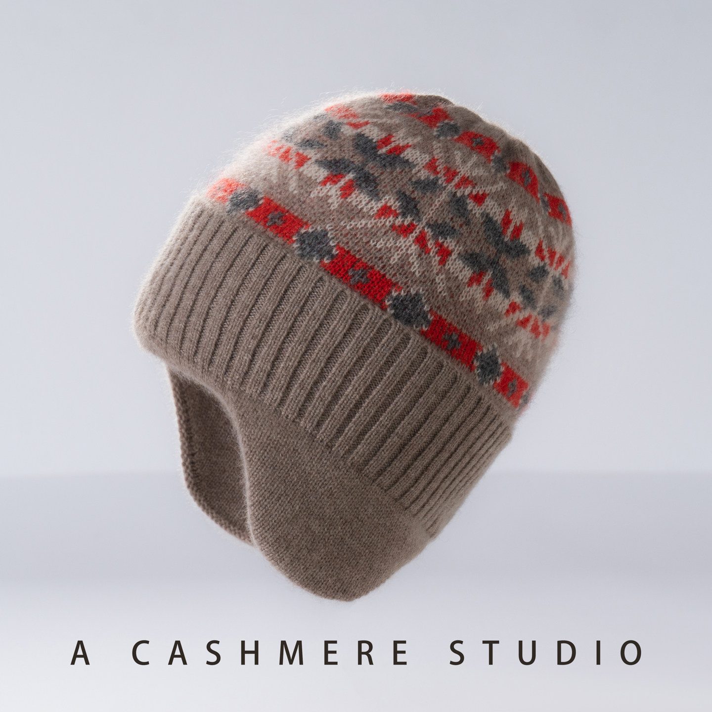 儿童费尔岛风山羊绒针织帽男女童冬季护耳包头防寒保暖帽子中小童