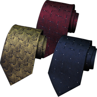 KJ真丝领带男士正装商务手打高端轻奢金色拉链式免打结复古宽版