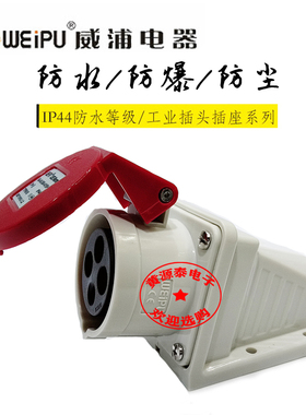 威浦工业插座 工业连接器 插座TYP6618（16A4芯）明装插座斜式
