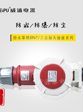 威浦工业防水IP67插头插座TYP375配TYP5824暗装直式插座32A5芯